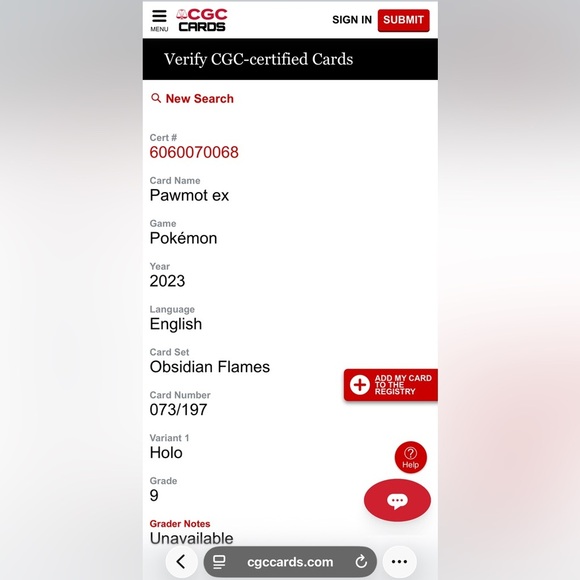 Pokemon CGC 9 Pawmot EX Holo (2023) from Obsidian Flames 073/197 - Picture 8 of 8